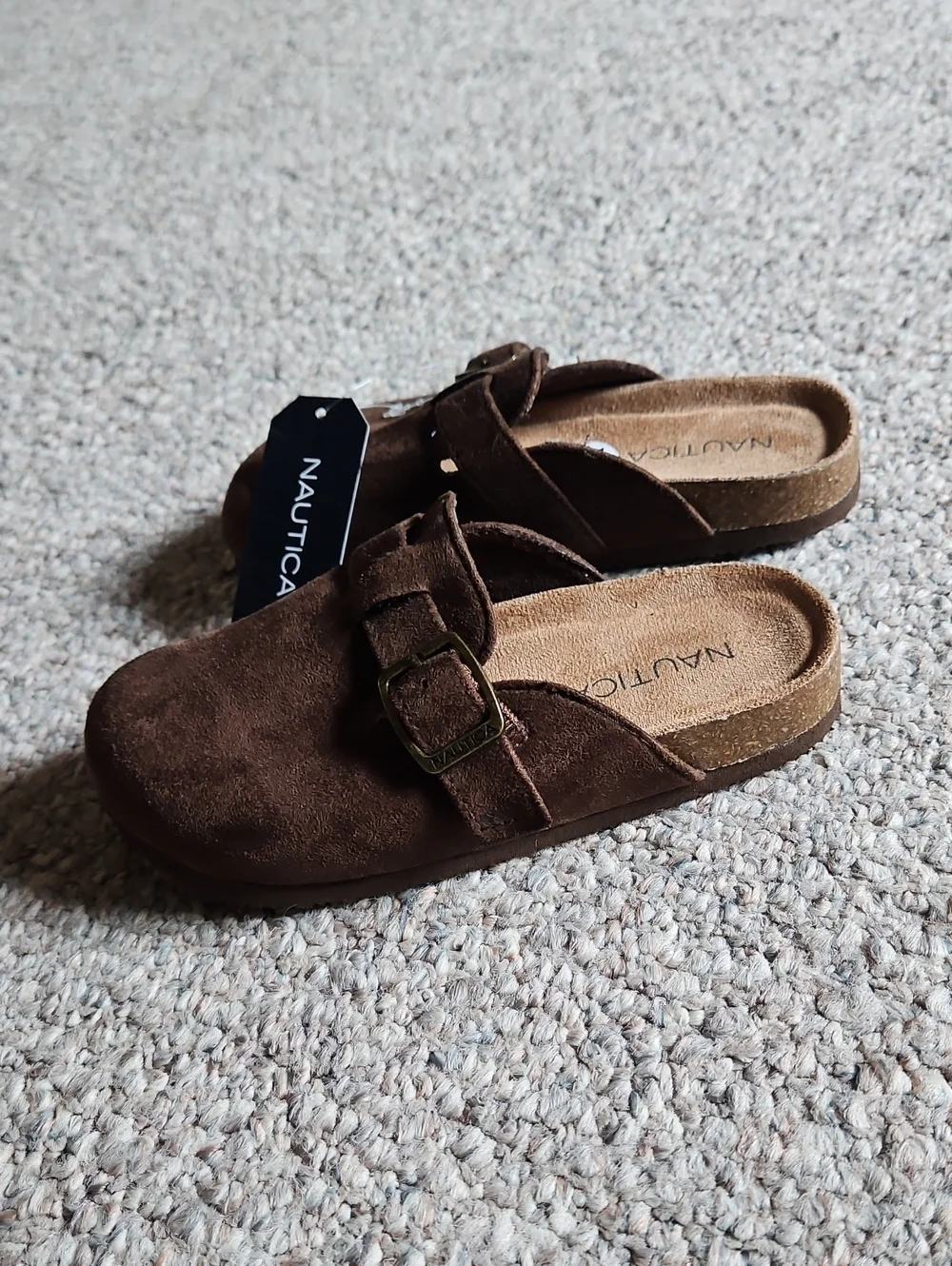 New Nautica Dark Brown Suede Buckle Slip-Ons.